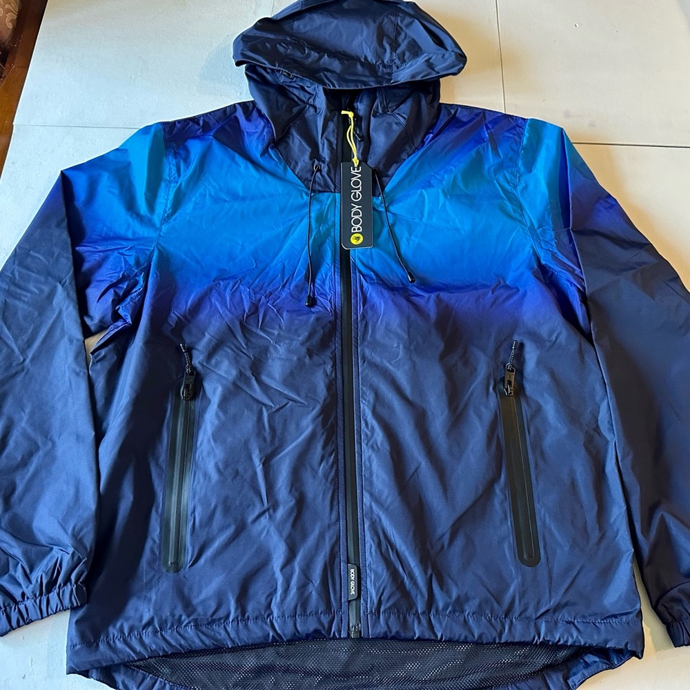 Body Glove Men's Size Large Blue Ombre Lightweight Windbreaker Jacket $175 NWT